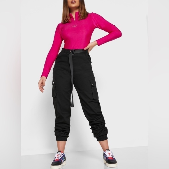 ADIDAS sparkles logo hot pink barbie core Long sleeves body suit, size M - Picture 1 of 16